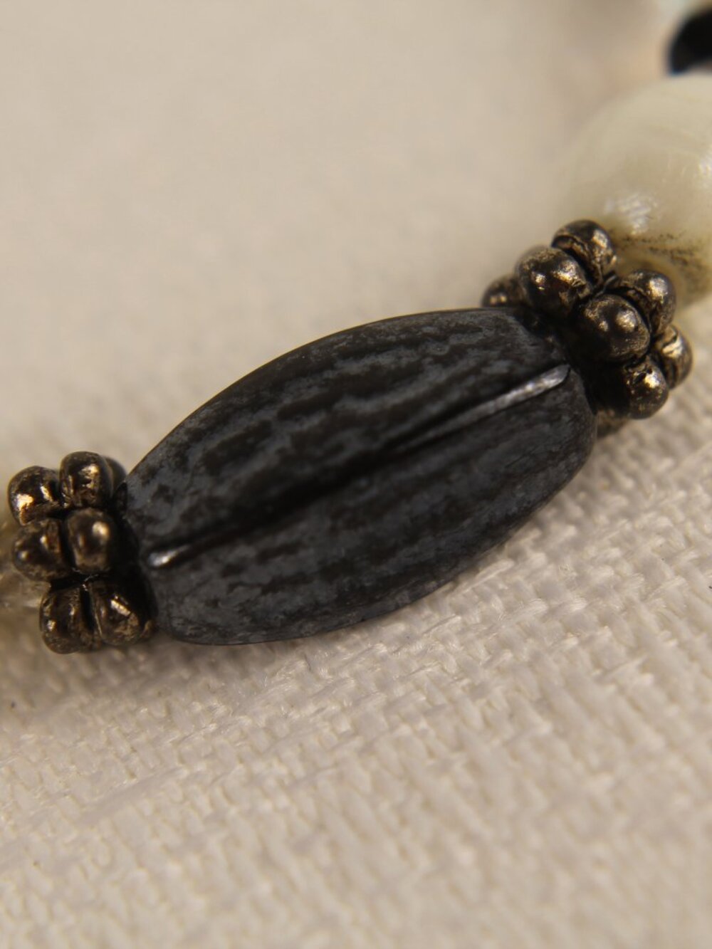 Vintage Obsidian Beaded Artisan Necklace Heart Toggle Clasp